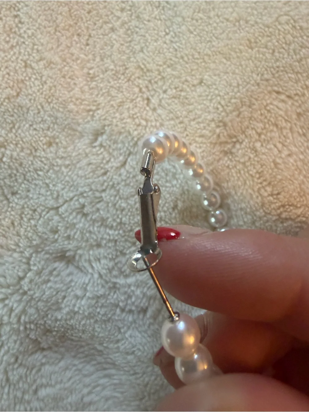Forever 21 Pearl Beaded Hoop Earrings - White